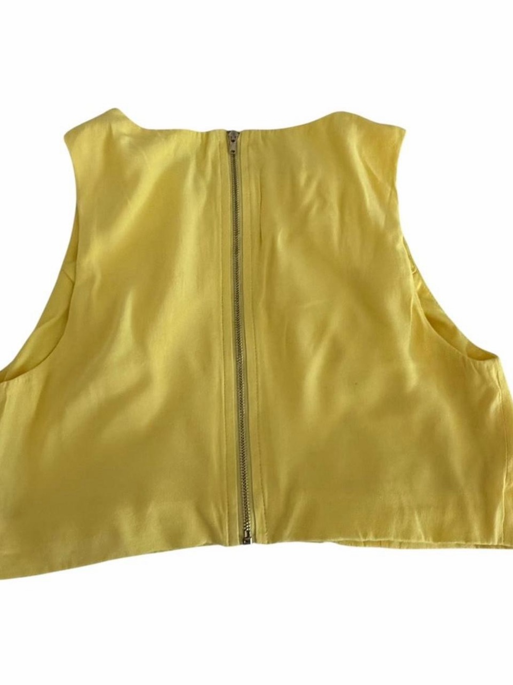 Forever 21 Yellow Satin Cropped Sleeveless Tank Top Size Small - Picture 4 of 5
